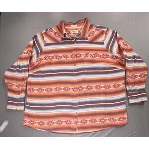 Ariat Shirt Mens 2XL Orange Stripe Relaxed Fit Western Long Sleeve Button Up